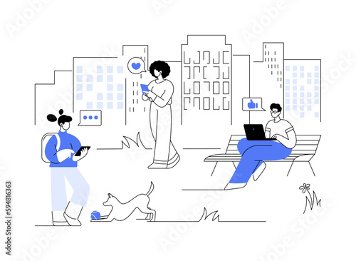 Internet addiction abstract concept vector illustration.