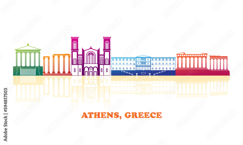 Colourfull Skyline panorama of city of Athens, Greece - vector illustration