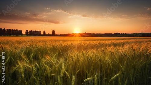 Stunning Image of a Wheat Field During Sunset