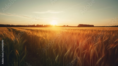 Stunning Image of a Wheat Field During Sunset