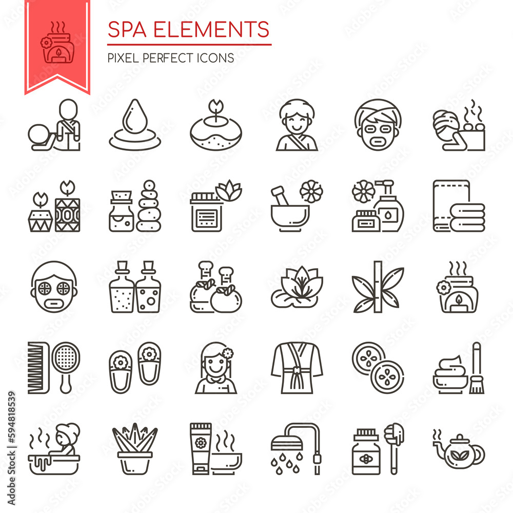 Spa Elements , Thin Line and Pixel Perfect Icons.