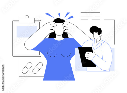 Headache and migraine abstract concept vector illustration.