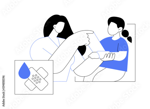 Cuts and scrapes treatment abstract concept vector illustration.
