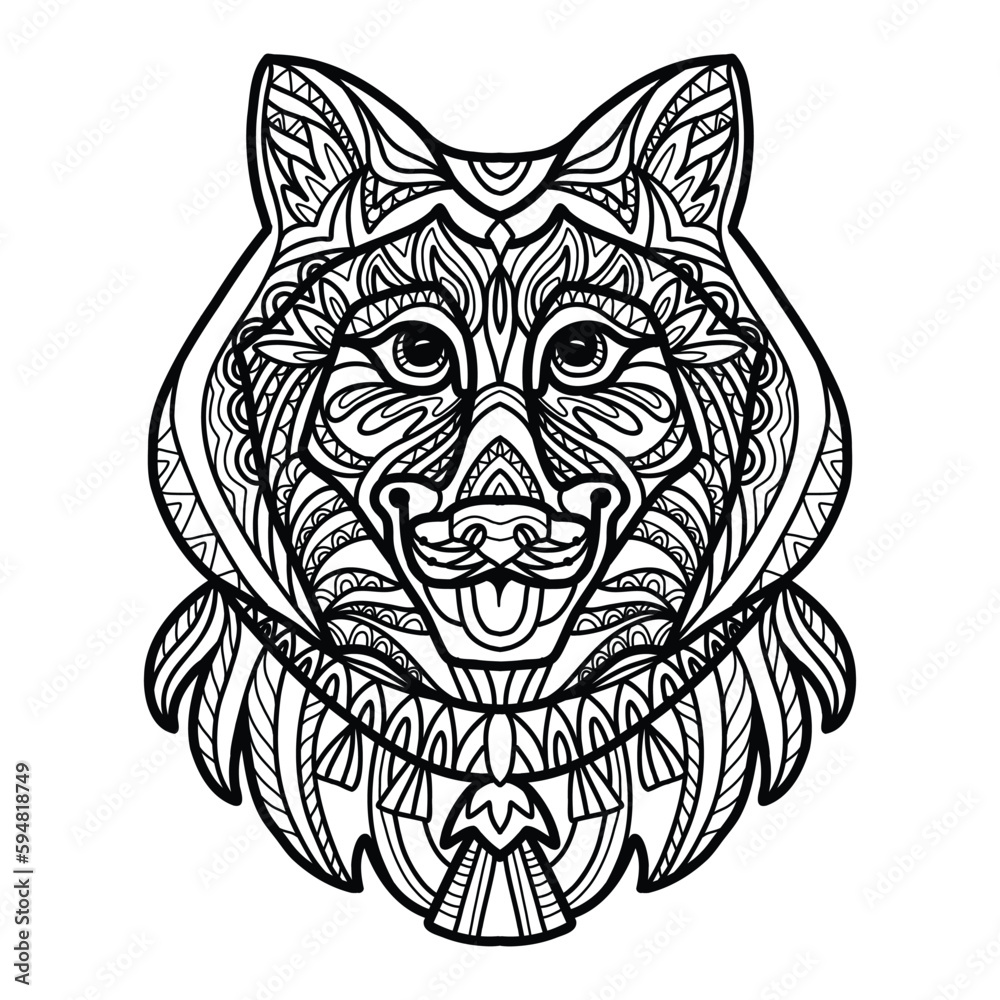 Obraz premium Syberian husky dog head coloring book page