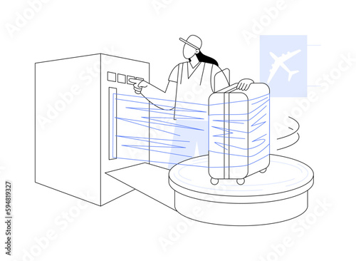 Luggage plastic wrap abstract concept vector illustration.