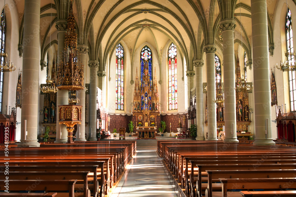 Innenansicht der kath. Kirche St. Jakob in in Escholzmatt-Marbach, Kanton Luzern (Schweiz)