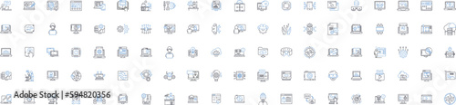 Home Page line icons collection. Welcome, Homepage, Introduction, Landing, Entryway, Portal, Gateway vector and linear illustration. Start,Front,First outline signs set
