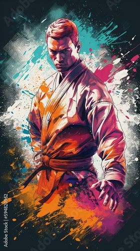 Jiu Jitsu fighter in a vibrant graffiti art style