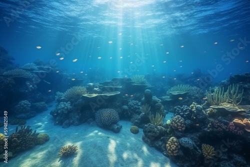 AI Generated Underwater Ocean Background. Generative AI