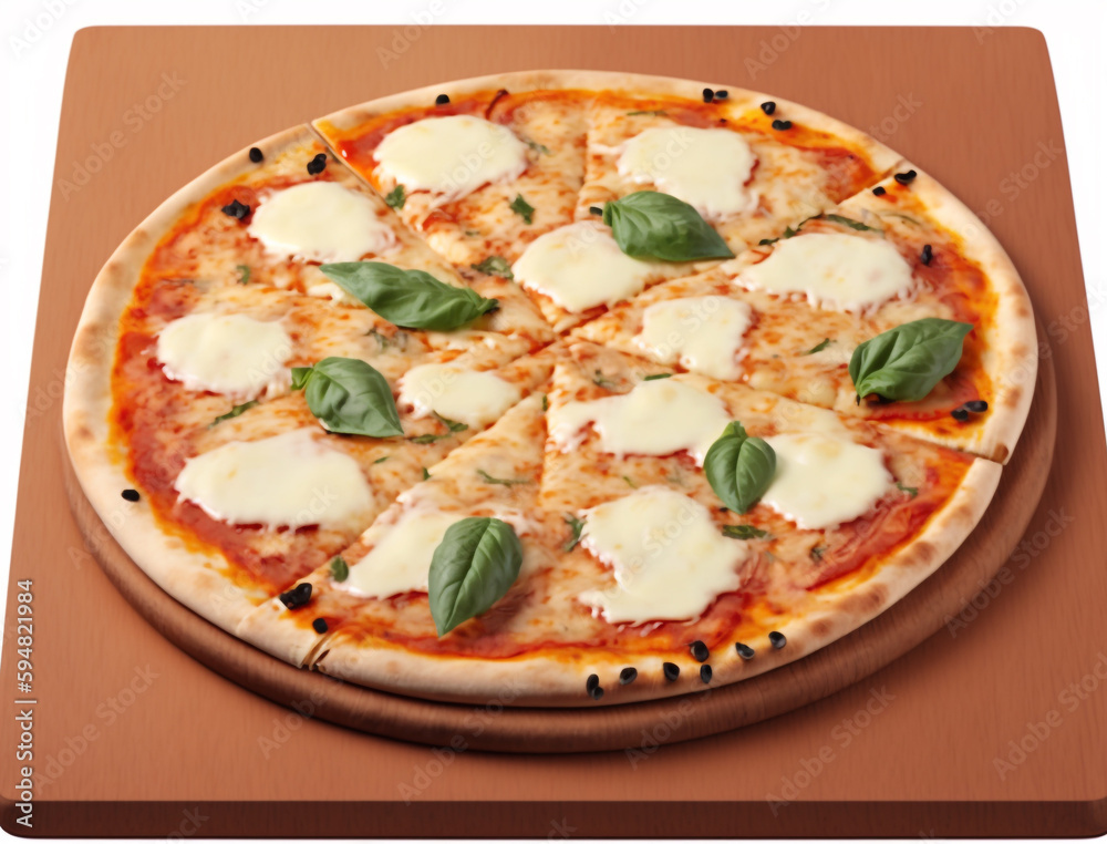 A pizza with cheese and basil on it A pizza with cheese and basil on it