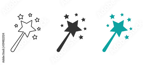 Magic wand flat vector illustrations set