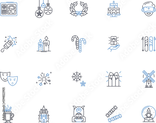 Cheerful persons line icons collection. Radiant, Joyful, Bubbly, Jovial, Lively, Optimistic, Exuberant vector and linear illustration. Upbeat,Happy-go-lucky,Cheerful outline signs set