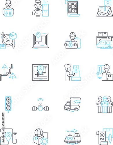 Directional guide linear icons set. Navigation, Guidance, Pointer, Sign, Arrow, Compass, Indicator line vector and concept signs. Marker,Path,Route outline illustrations