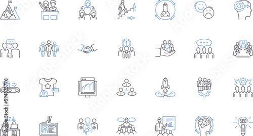 Consortium organization line icons collection. Collaboration, Cooperation, Partnership, Unity, Alliance, Nerk, Synergy vector and linear illustration. Coordination,Coalition,Joint outline signs set