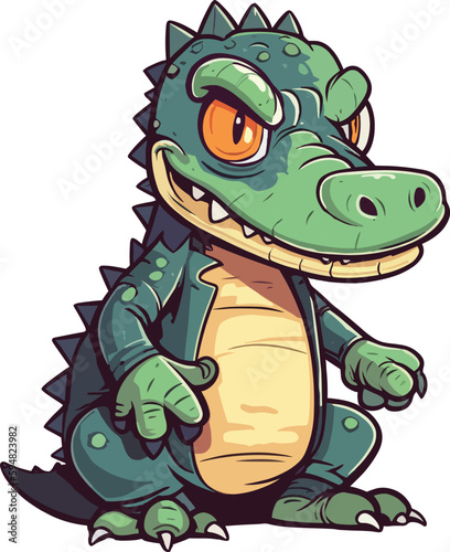 Cartoon crocodile vector illustration isolated on white background 