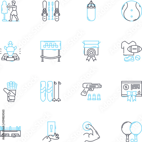 Oversight linear icons set. Supervision, Monitoring, Inspection, Control, Governance, Audit, Surveillance line vector and concept signs. Regulation,Review,Accountability outline illustrations photo