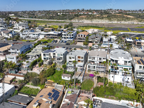 Aerial view of Wealthy Encinitas town in San Diego South California, USA.  photo