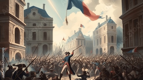 Canvas-taulu Bastille Day, French Revolution, battle. Generative AI