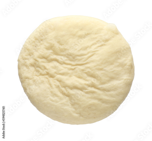 Fresh yeast dough for pastries isolated on white, top view