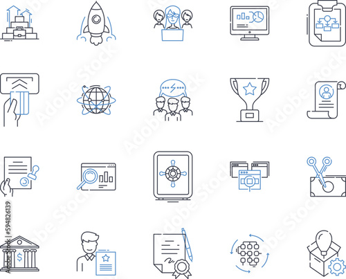 Commercial quarters line icons collection. Business, Finance, Trade, Retail, Shopping, Investments, Economic vector and linear illustration. Commerce,Corporations,Revenue outline signs set