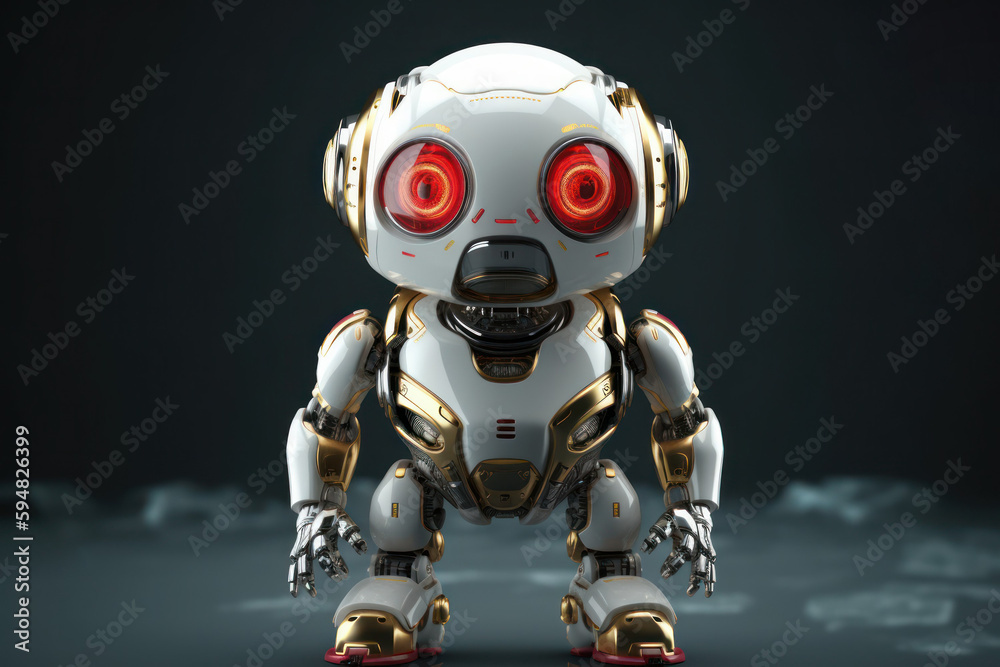 Cute little robot for friendship with kids. Modern technology concept. AI generated, human enhanced Cute little robot for friendship with kids. Modern technology concept. AI generated, human enhanced