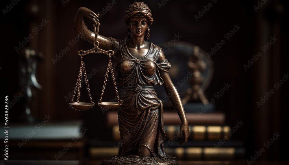 Statue of Justice holding a Antique Balance Scales ai, ai generative, illustration