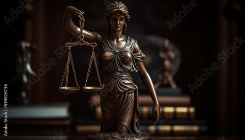 Statue of Justice holding a Antique Balance Scales ai, ai generative, illustration