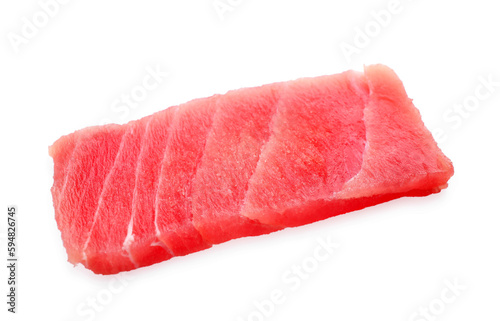 Tasty sashimi (piece of fresh raw tuna) isolated on white