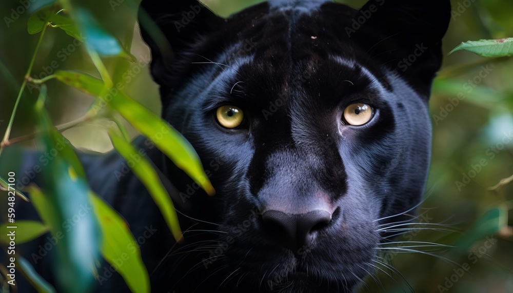Black panther in the woods ai, ai generative, illustration