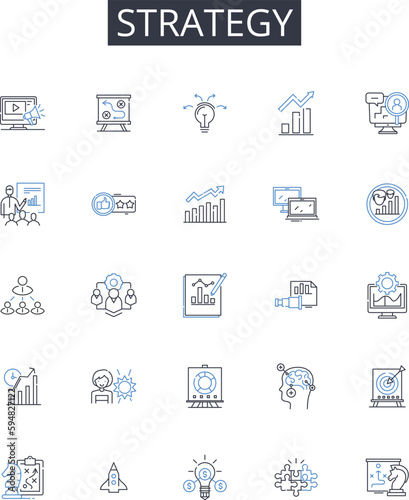 Strategy line icons collection. Logistics, Transportation, Inventory, Warehousing, Shipping, Fulfillment, Wholesale vector and linear illustration. Retail,Dropshipping,Delivery outline signs set