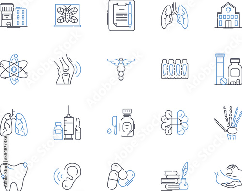 Medical assistance line icons collection. Aid, Assistance, Emergency, Health, Medication, Attendant, Nurse vector and linear illustration. Doctor,Diagnosis,Treatment outline signs set