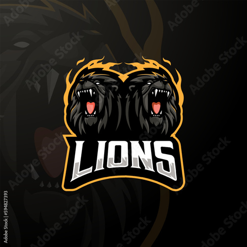 Black Lions Esport Mascot Logo Design Vector