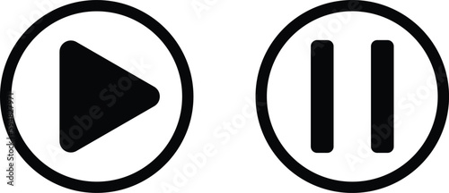 pause and Play icon on white background. Play and pause sign.