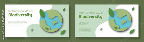 Day of biodiversity online banner template set, international celebration day advertisement sign, biological diversity horizontal ad, sustainable living content marketing post, creative brochure