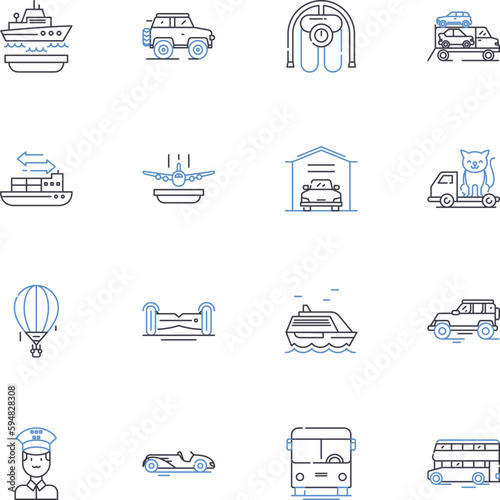 Music instruments line icons collection. Guitar, Piano, Drums, Violin, Saxoph, Trumpet, Cello vector and linear illustration. Bass,Flute,Clarinet outline signs set photo