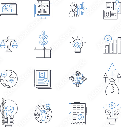 Talent strategy line icons collection. Recruitment, Development, Retention, Diversity, Assessment, Succession, Planning vector and linear illustration. Leadership,Innovation,Motivation outline signs