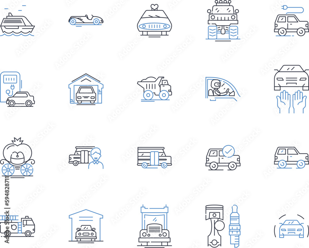 Dispatch line icons collection. Logistics, Delivery, Transportation, Shipment, Fleet, Distribution, Couriers vector and linear illustration. Dispatching,Route,Dispatchers outline signs set