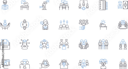 Edutainment line icons collection. Learning, Fun, Instruction, Engagement, Gaming, Interactive, Education vector and linear illustration. Entertainment,Stimulating,Inspiring outline signs set