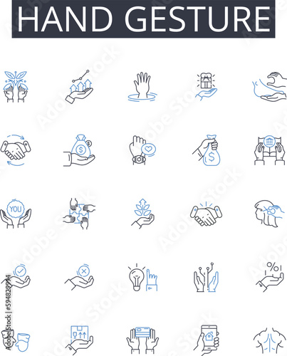 Hand gesture line icons collection. Eye contact  Facial expression  Body language  Verbal communication  T of voice  Nonverbal cues  Social interaction vector and linear illustration. Speech pattern