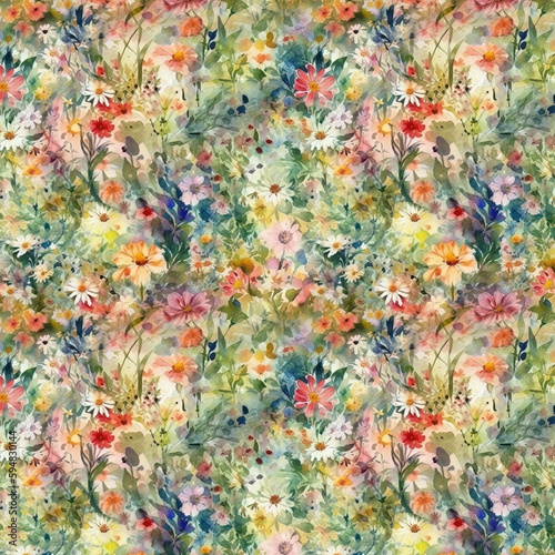 abstract watercolor floral seamless pattern background