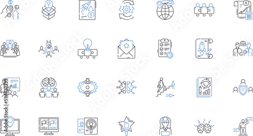 Industry expansion line icons collection. Growth, Expansion, Development, Advancement, Opportunity, Expansionary, Augmentation vector and linear illustration. Upsurge,Upturn,Progression outline signs photo