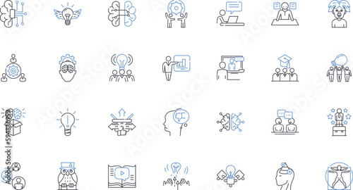 Worldview line icons collection. Perception, Belief, Values, Ideology, Culture, Philosophy, Ethics vector and linear illustration. Religion,Morals,Perspective outline signs set photo