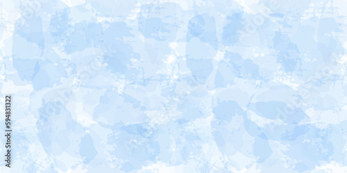 Watercolor seamless pattern. Vector tie dye print. Blue transparent brush stains texture.