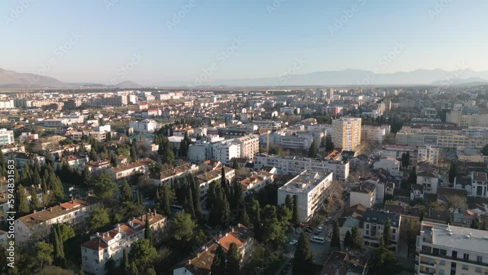Drone Descends While Above Podgorica, Montenegro Drone Descends While Above Podgorica, Montenegro