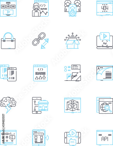 Internet commerce linear icons set. E-commerce, Online shopping, Marketplace, Digital payments, Retail, Virtual store, Marketplace aggregator line vector and concept signs. Online inventory,Checkout