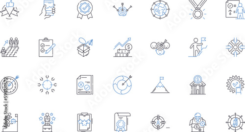 Coordinated authority line icons collection. Collaboration, Cooperation, Synchronicity, Unity, Cohesiveness, Consensus, Harmony vector and linear illustration. Integration,Alignment,Leadership outline