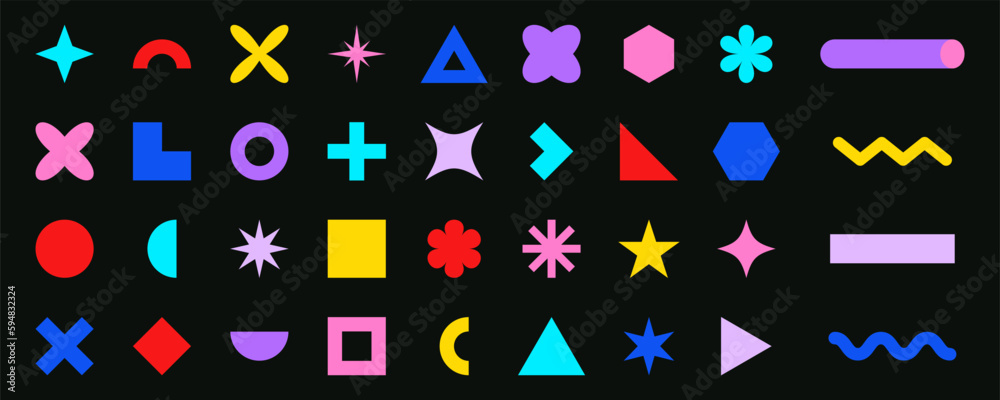 Set of trendy abstract geometric shapes. Geometric shape elements for background, poster, cover, banner. Set of trendy abstract geometric shapes. Geometric shape elements for background, poster, cover, banner.