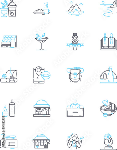 Dish linear icons set. Savory, Spicy, Sweet, Tangy, Crunchy, Creamy, Juicy line vector and concept signs. Hearty,Refreshing,Zesty outline illustrations