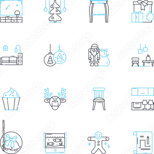 Fashion boutique linear icons set. Trendy, Chic, Stylish, Sophisticated, Fashionable, Classy, Elegant line vector and concept signs. Glamorous,Contemporary,Couture outline illustrations