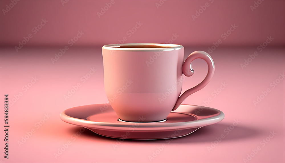 Stylish espresso cup on vibrant pink background for your coffee break, Generative AI Stylish espresso cup on vibrant pink background for your coffee break, Generative AI